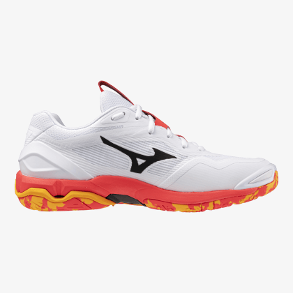 MIZUNO Wave Stealth 6 Unisex White / Fiery Coral 2 / Citrus